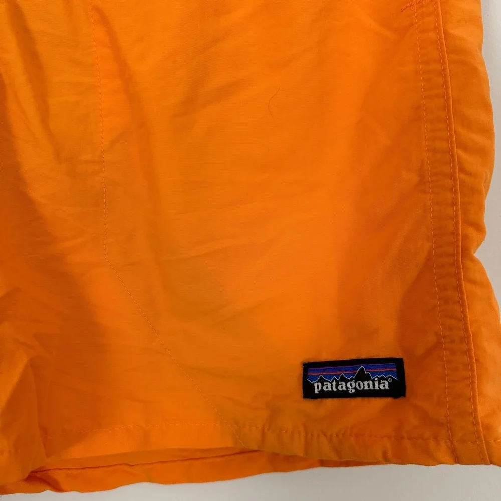Patagonia Baggies Shorts Vibrant Orange Logo Mesh Lined Drawstring Mens Small